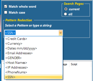 Use the pull-down list to select a single search pattern.